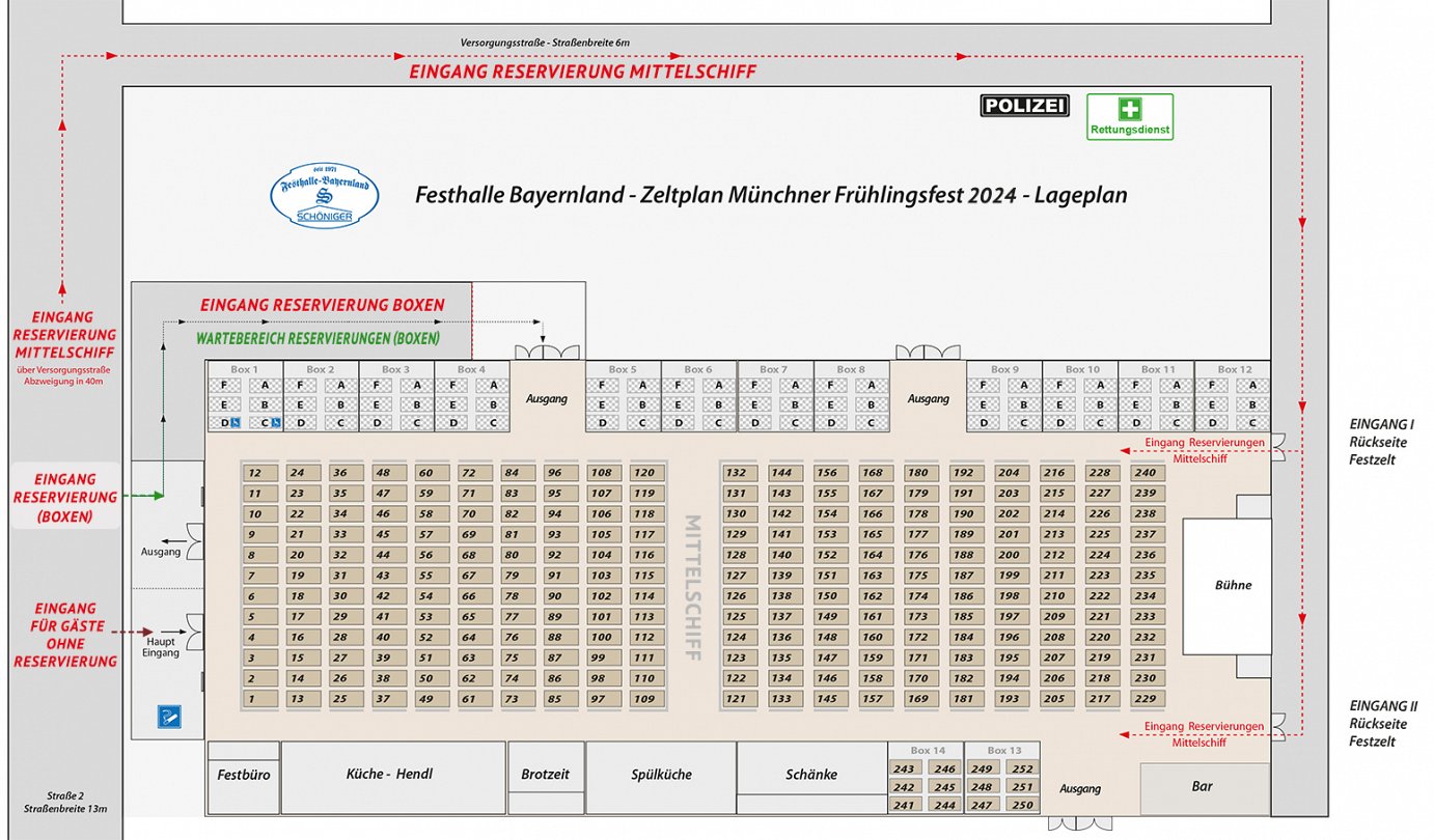 Das Festzelt der Festhalle Bayernland in München auf der Theresienwiese - Münchner Frühlingsfest 2024 - Augustiner Bräu