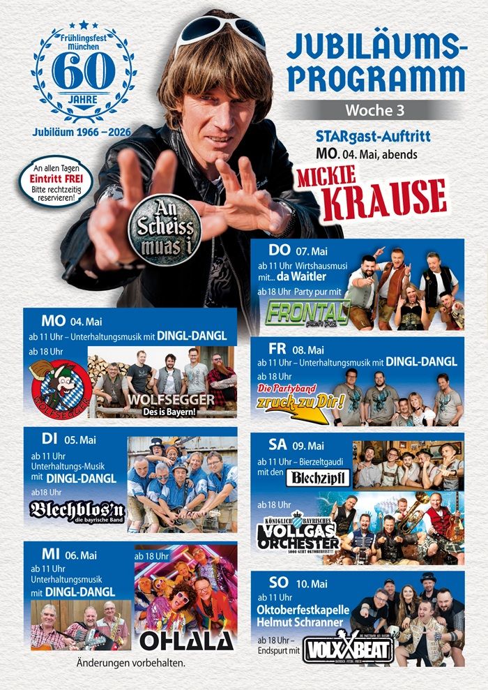 Programm Frühlingsfest München 2026 im Augustiner Festzelt 