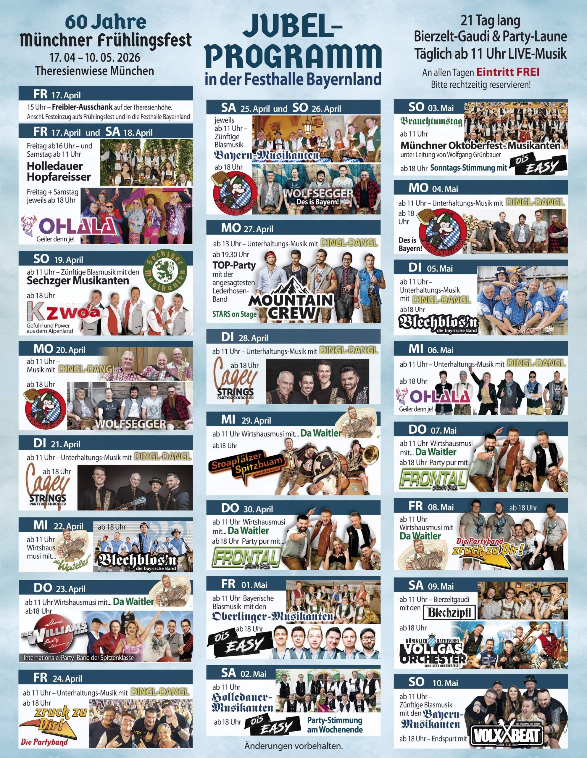 Programma Festa di primavera Monaco 2025 nel tendone Augustiner 