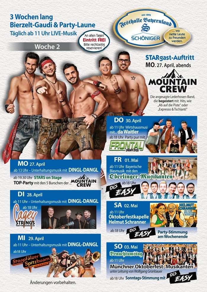 Programm Frühlingsfest München 2026 im Augustiner Festzelt 