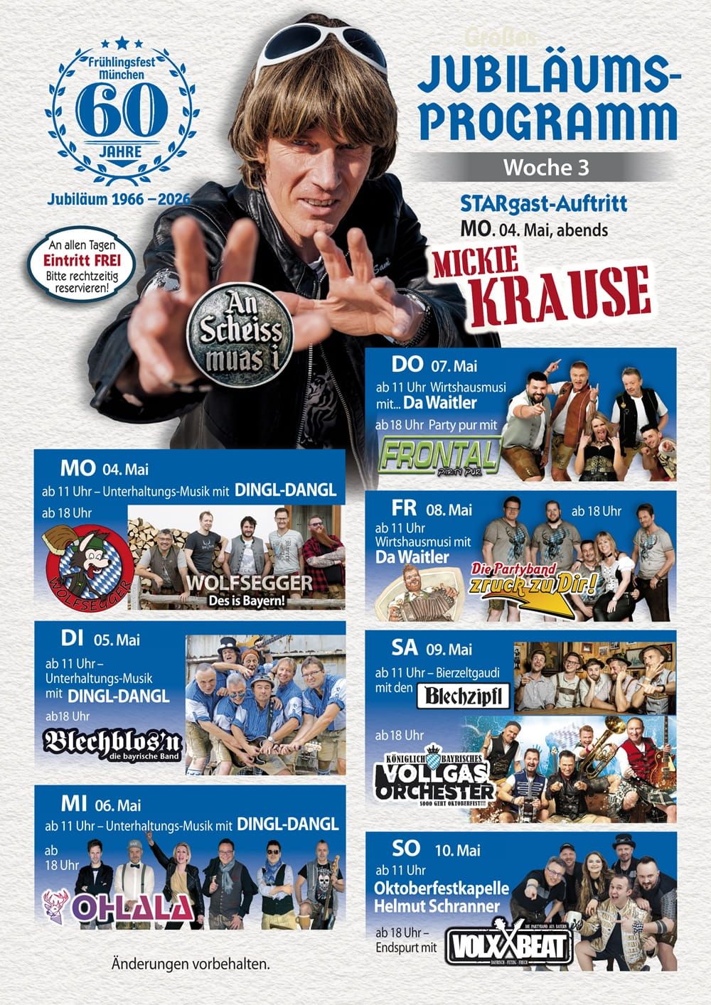 Programm Frühlingsfest München 2025 im Augustiner Festzelt 