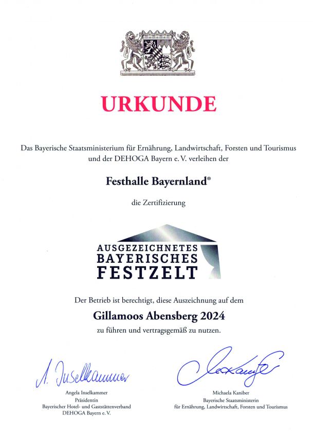 Ausgezeichnetes Bayerisches Festzelt Gillamoos Abensberg