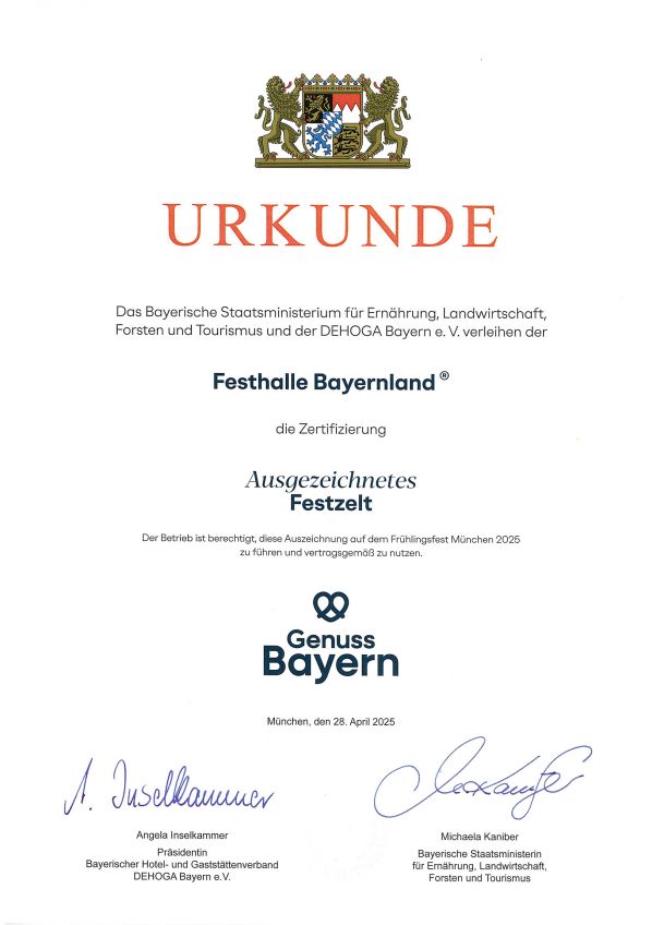 Ausgezeichnetes Bayerisches Festzelt Frühlingsfest München 2025