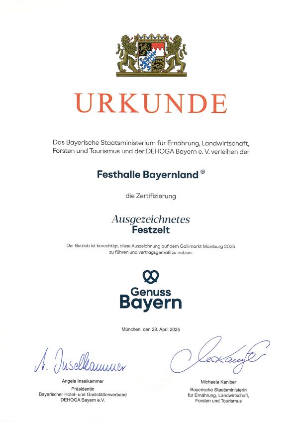 Ausgezeichnetes Bayerisches Festzelt Frühlingsfest München 2025