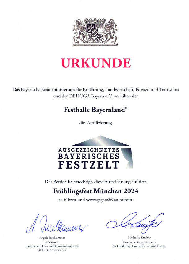 Ausgezeichnetes Bayerisches Festzelt Frühlingsfest München